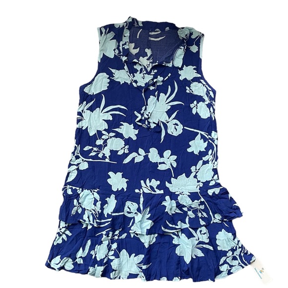 NWT V Neck Floral Print Sleeveless Ruffled Mini Dress (size XL) - Picture 4 of 10